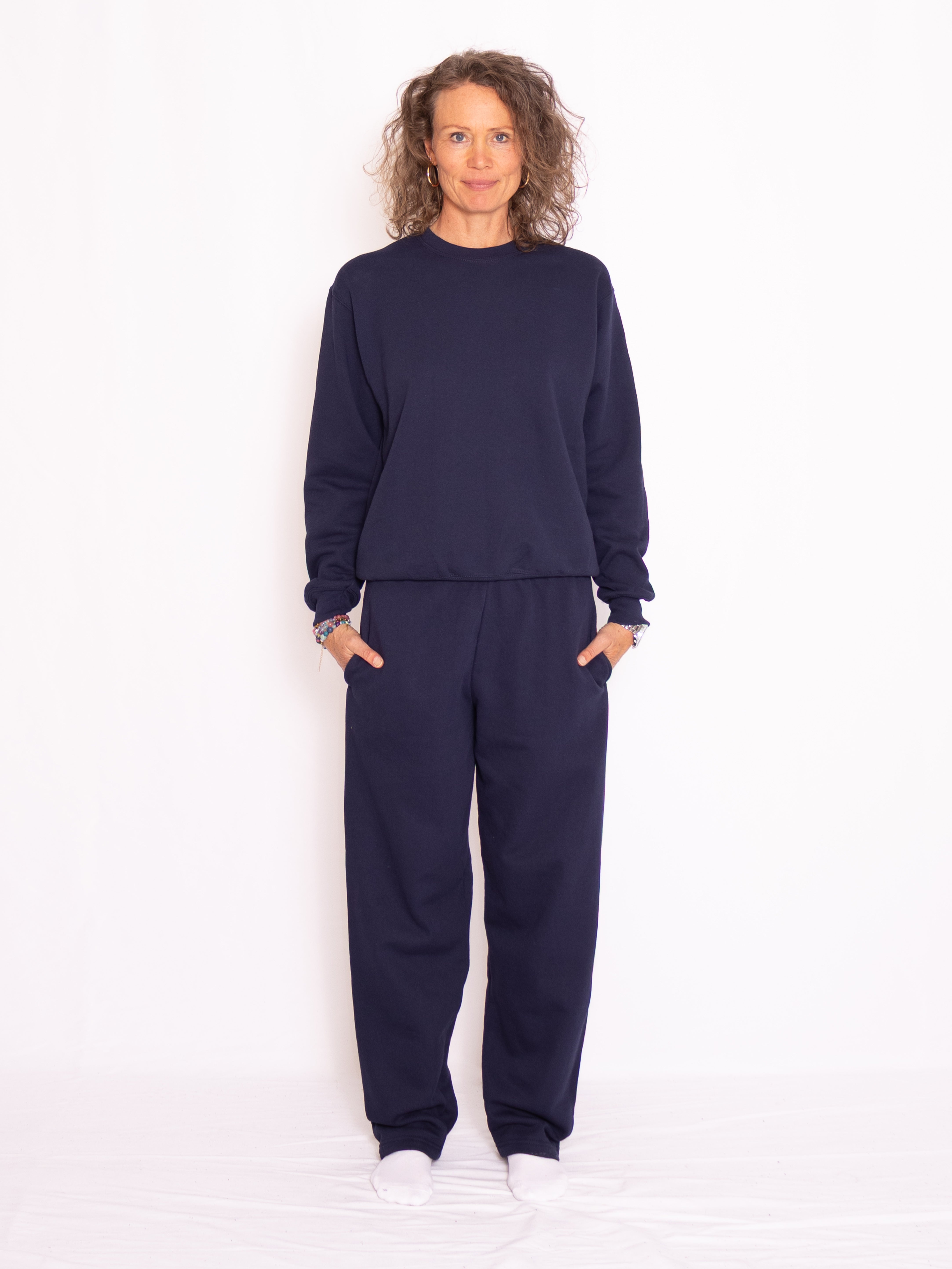 Joggingsæt med crewneck i mørkeblå