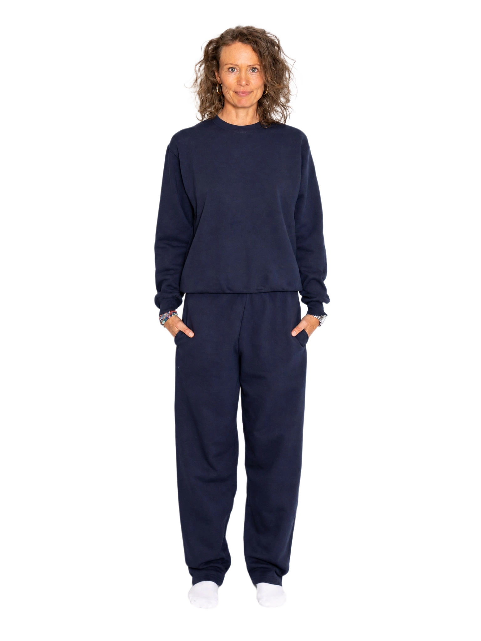 Joggingsæt med crewneck i mørkeblå