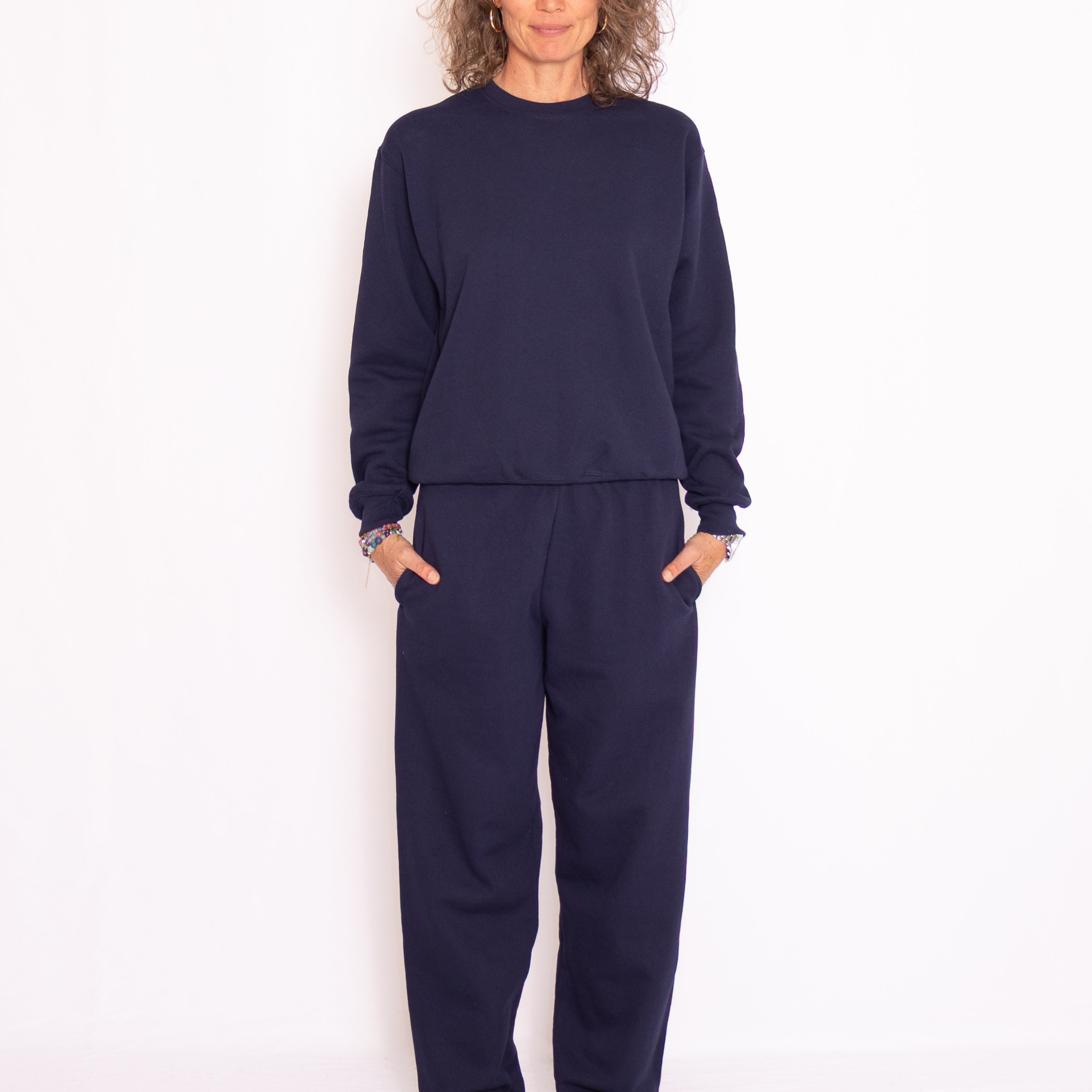 Joggingsæt med crewneck i mørkeblå