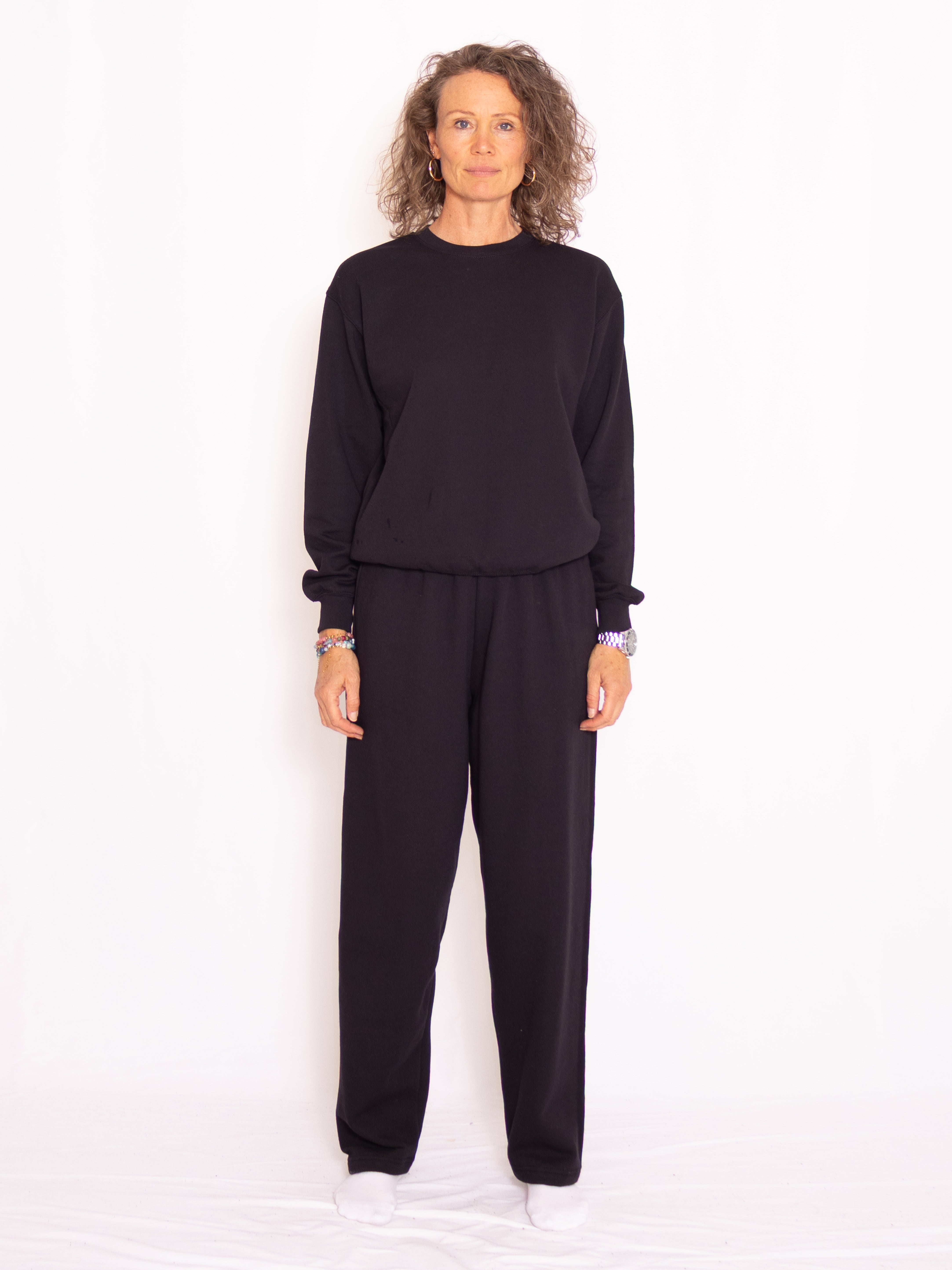 Joggingsæt med crewneck i sort